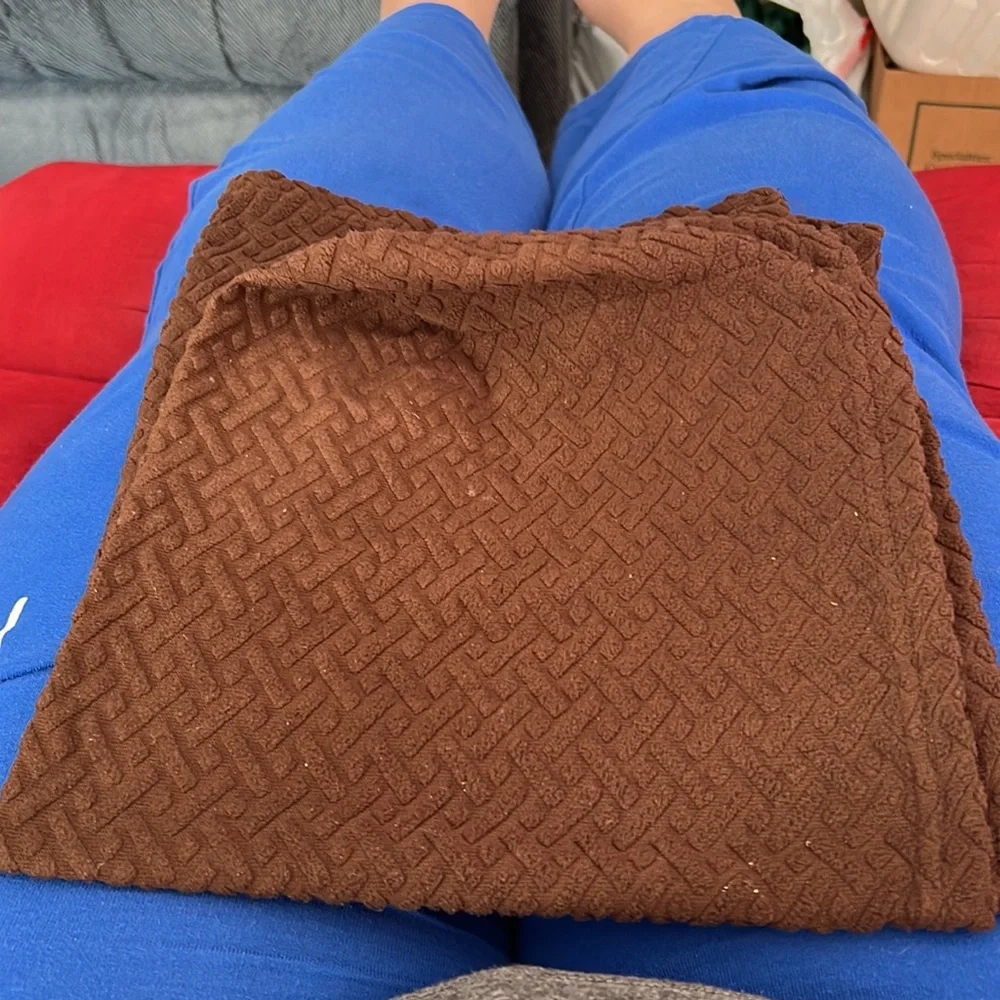 Two brown armchair covers and one striped a chair arm cover MASON ARM PROTECTORS
